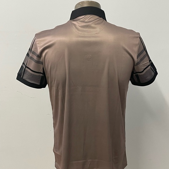 Barocco polo shirt brown plaid modern fit - Picture 3 of 3